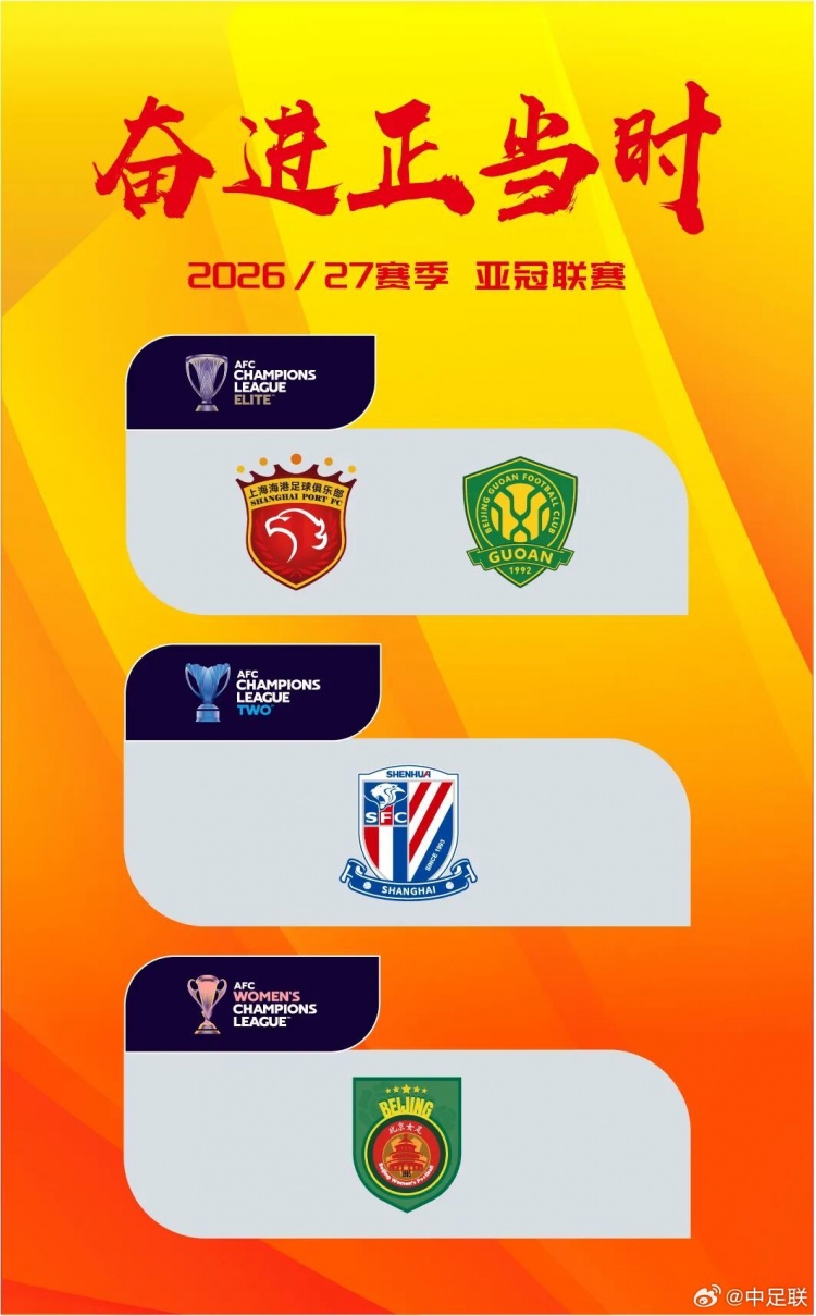 中足联祝福参加亚冠4支球队:征程在前,使命在肩,同心砺进 中足联祝福参加亚冠4支球队:征程在前,使命在肩,同心砺进